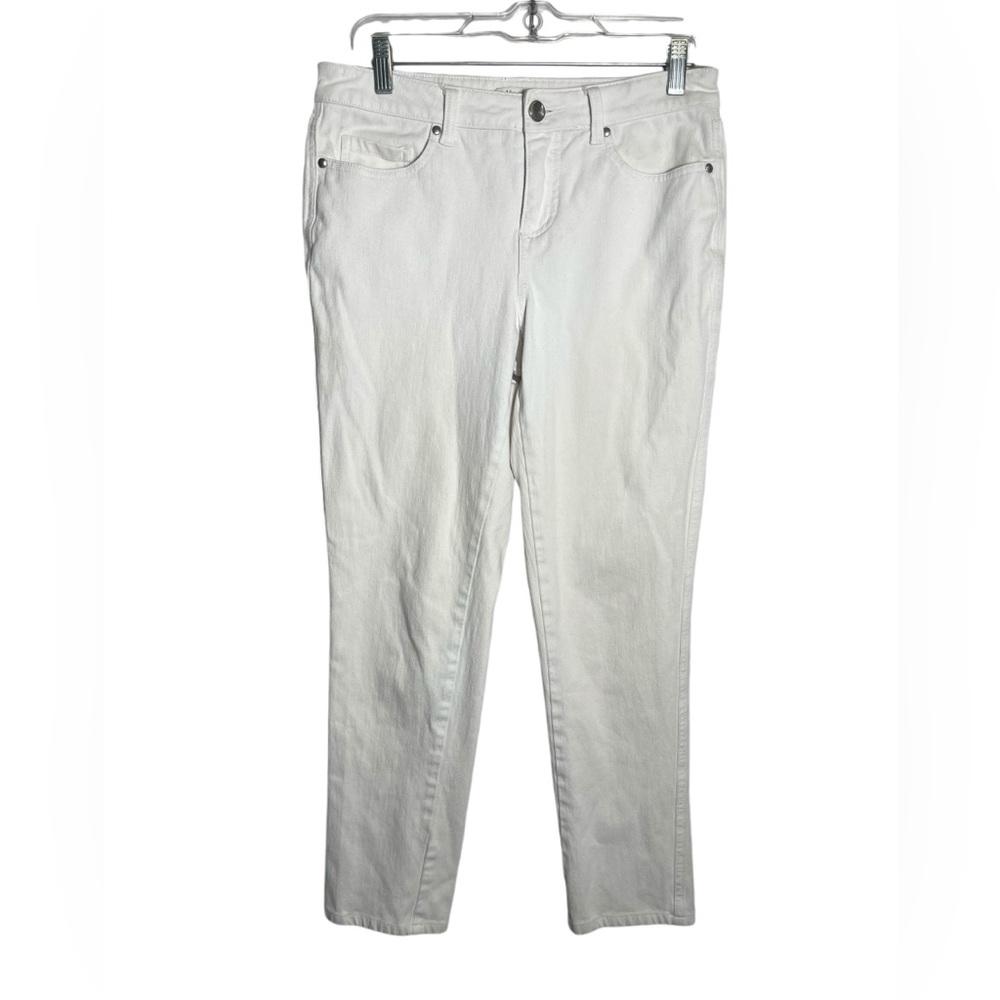 Coldwater Creek jeans size 6 petite regular fit white denim stretch jeans 💙‎